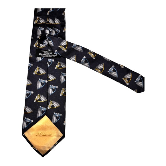 Oaklawn‎ 2018 Arkansas Derby Silk Tie Navy Blue Made Italy Equestrian Horses - Picture 5 of 11